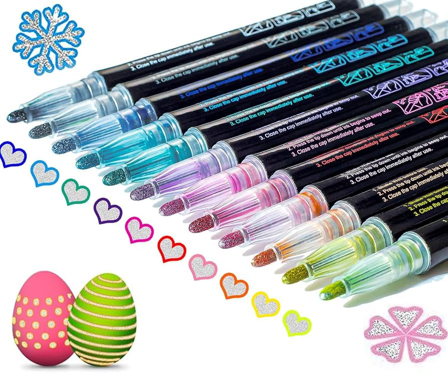 Easter Basket Essentials: 12 Shimmer Markers Outline Glitter Pens Easter Basket Stuffers Teens Tw... | Amazon (US)