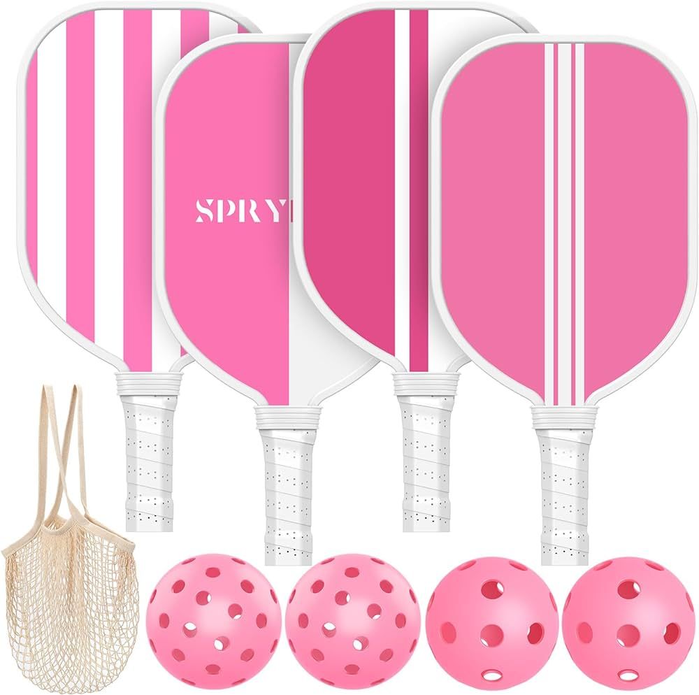 Pink Pickleball Paddles,USAPA Approved Pickleball Set of 4 with 4 Pickleball Balls & 1 Carry Bag ... | Amazon (US)