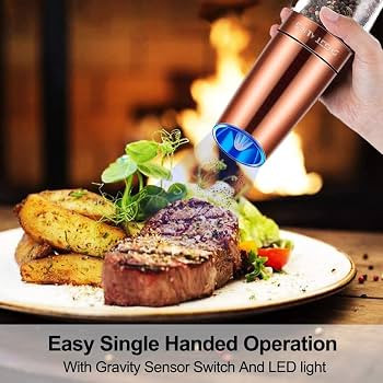 Gravity Electric Pepper and Salt Grinder Set, Adjustable Coarseness, Battery Powered with LED Lig... | Amazon (US)