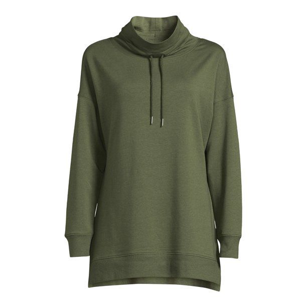 Time and Tru Women's Cowl Neck Tunic Sweatshirt - Walmart.com | Walmart (US)