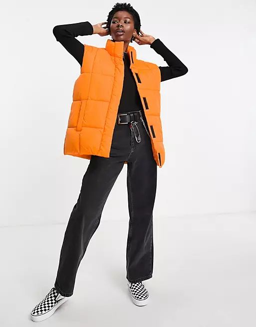 ASOS DESIGN vest puffer jacket in orange | ASOS (Global)