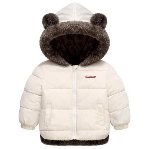 Fairy Baby Infant Baby Boys Girls Winter Thick Jacket Warm Fleece Hooded Bear Coat Outwear White 2-3T | Amazon (US)
