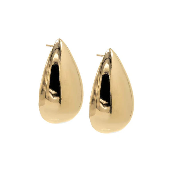 Gold Filled Solid Chunky Teardrop Hoop Earring | Adina Eden