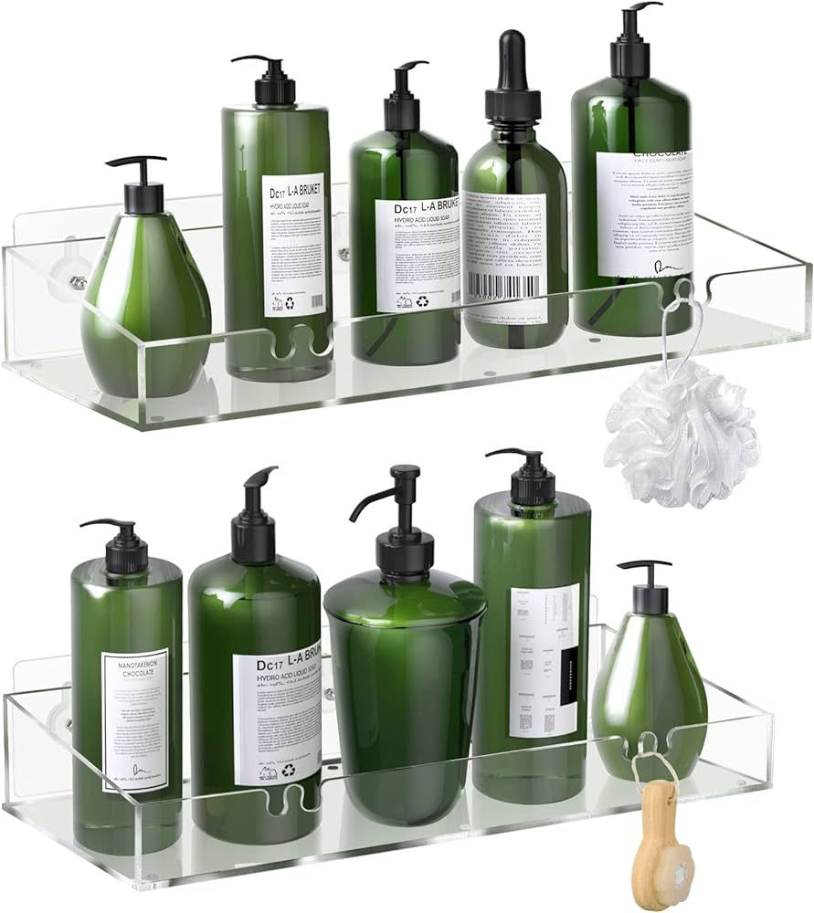 Durmmur 2-Pack Acrylic Clear Shower Shelves, Adhesive Bathroom Shower Caddy Organizer, Transparen... | Amazon (US)