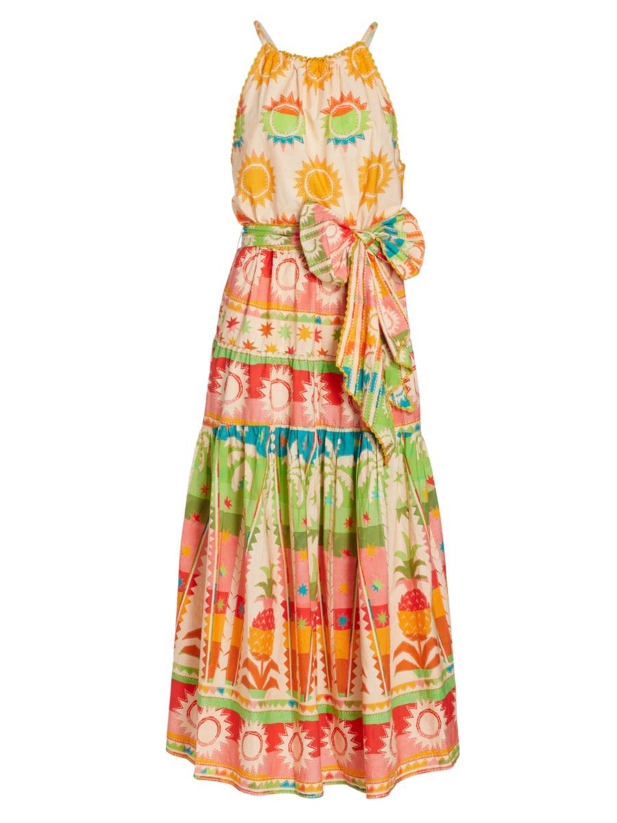 Farm Rio Rainbow Sunset Halter Bow Maxi Dress | Saks Fifth Avenue