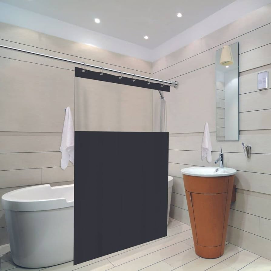 Cortina Box Para Banheiro Com Visor 100% PVC 1,38m X 1,98m - Preto | Amazon (BR)