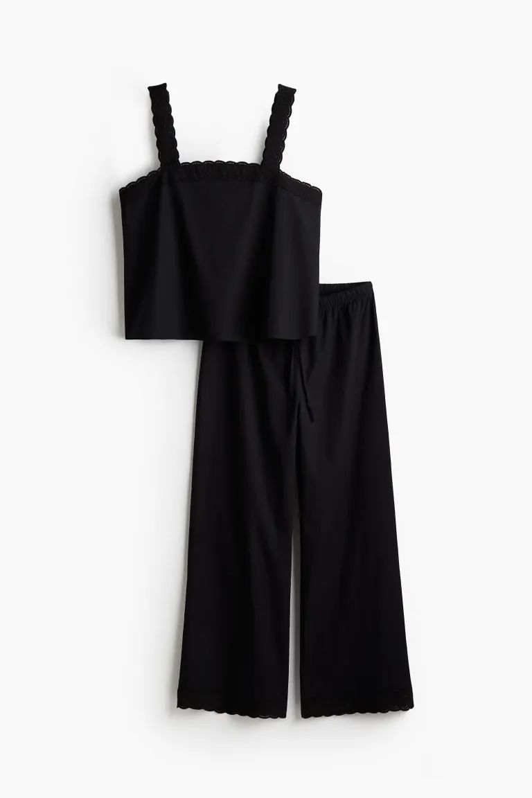 Poplin Pajamas - Black - Ladies | H&M US | H&M (US + CA)