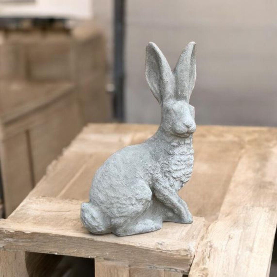 Sitting rabbit statue Concrete Easter bunny figure Garden animal stone gift Outdoor cement decora... | Etsy (US)