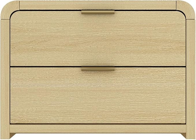 Manhattan Comfort Grace Modern Rounded Nightstand with 2 Drawers and Metal Handles, Minimalist En... | Amazon (US)