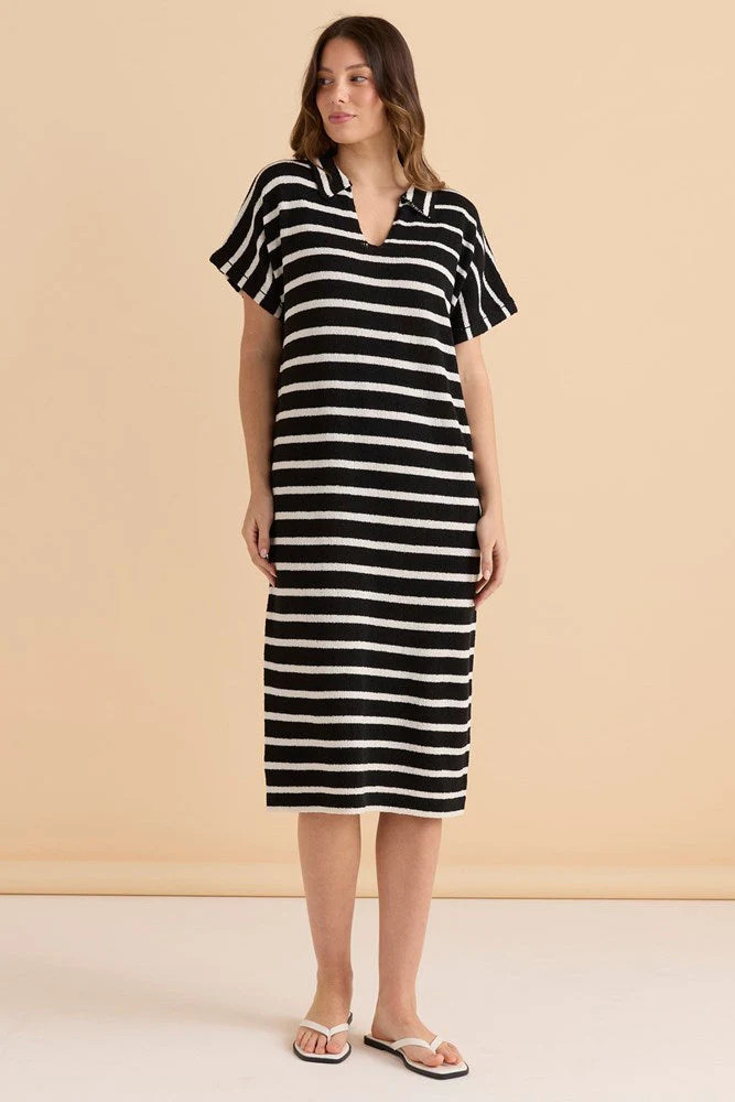 Bradford Knit Polo Dress - Cream/Black | Betty Basics (AU, NZ)