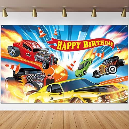 Hot Car Birthday Party Decorations Hot Race Car Birthday Party Backdrop Backgroud for Boys Birthday  | Amazon (US)