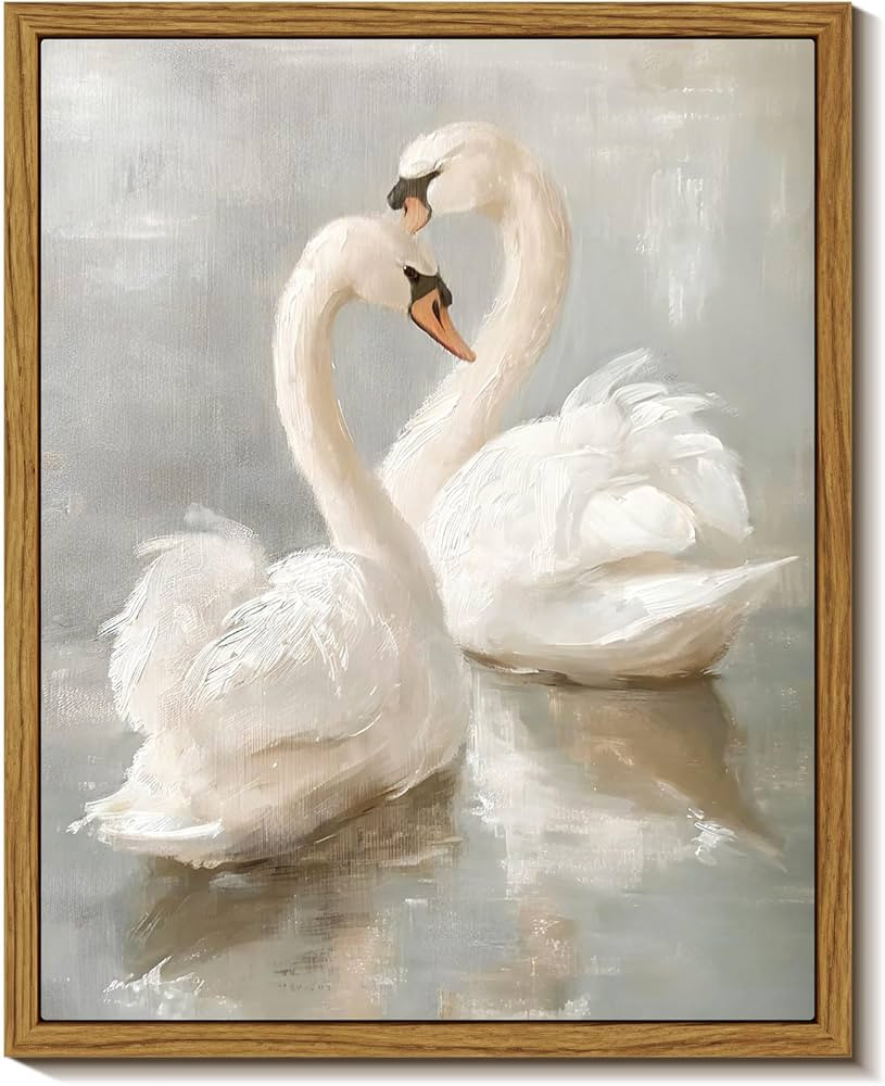 InSimSea Trendy Twin Swans Wall Art Framed Canvas for Living Room - Modern Maximalist Decor Eclec... | Amazon (US)