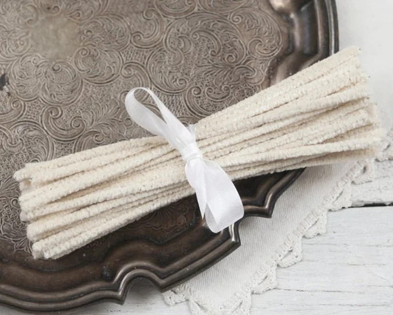 Old Fashioned Pipe Cleaners  Thin Off White Chenille Stems | Etsy | Etsy (US)