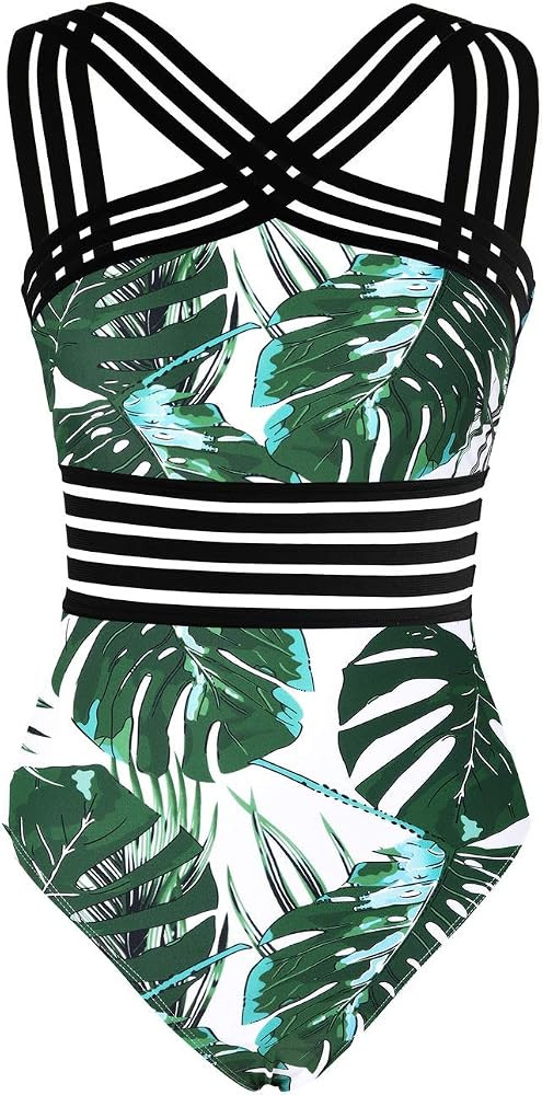 Hilor Women's One Piece Swimsuits Slimming High Waisted Bathing Suits Front Crossover Swimwear Mo... | Amazon (US)