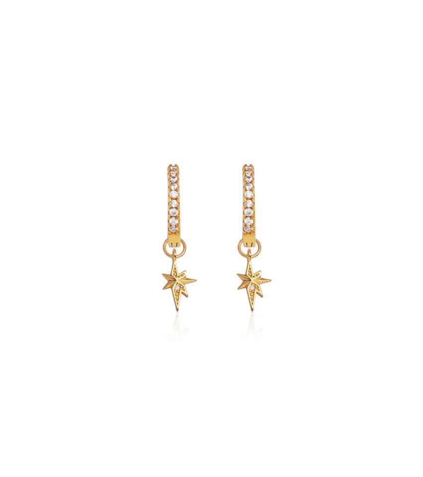Sterling Silver Mini Starburst Crystal Earrings (Gold) | Abbott Lyon