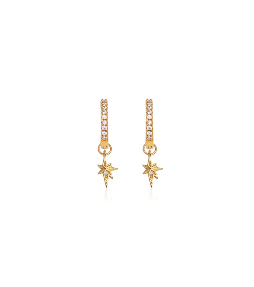 Sterling Silver Mini Starburst Crystal Earrings (Gold) | Abbott Lyon
