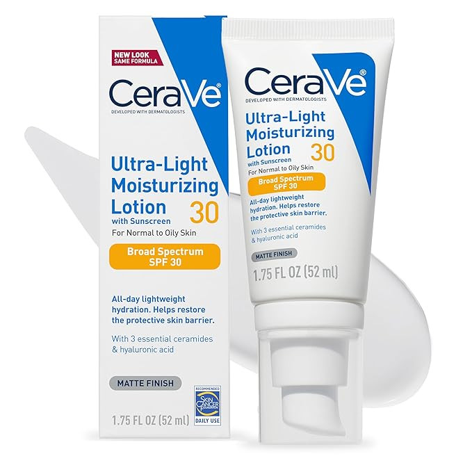 CeraVe Ultra-Light Moisturizing Lotion With SPF 30, Daily Face Moisturizer with SPF, Formulated w... | Amazon (US)