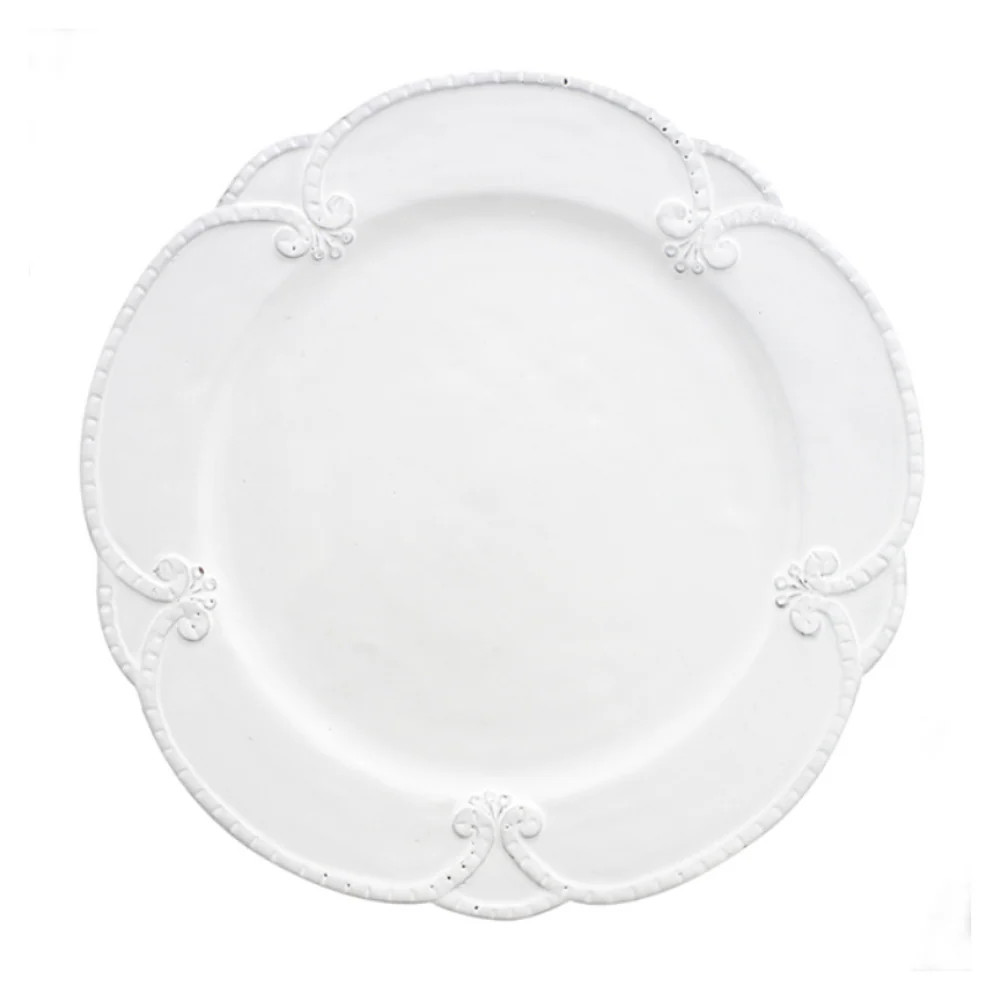 Bella Bianca Rosette Dinner Plate | Arte Italica & Crown Linen Designs