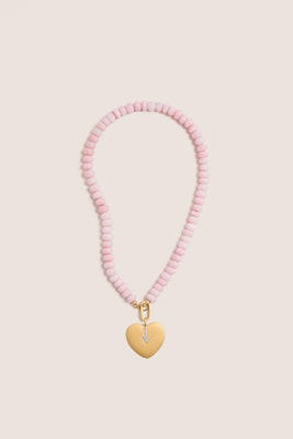 Light Pink Opal Gemstone Necklace with Simple Heart Charm | Tuckernuck (US)