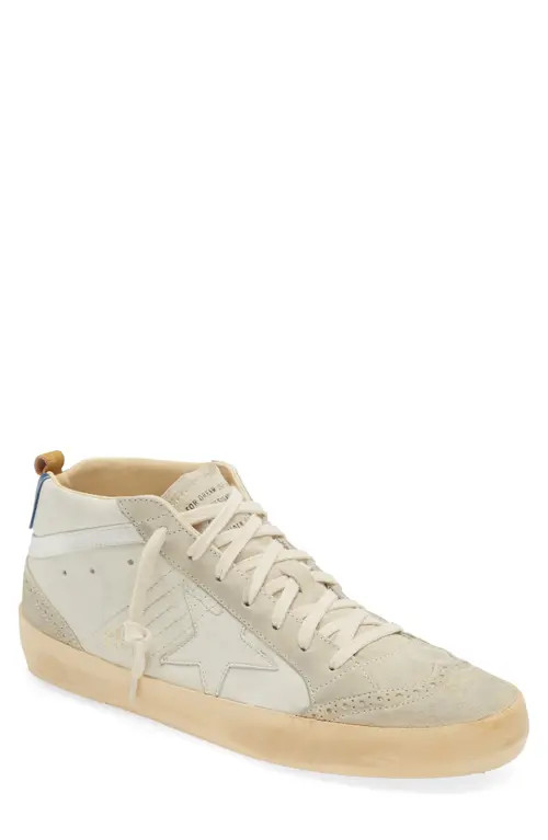 Golden Goose Mid Star Sneaker in Optic White/Ivory/Ocean Blue at Nordstrom, Size 11Us | Nordstrom