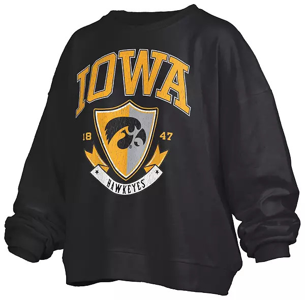 Pressbox Women's Iowa Hawkeyes Black Buckler Crew Pullover Sweatshirt | Dick's Sporting Goods | Dick's Sporting Goods