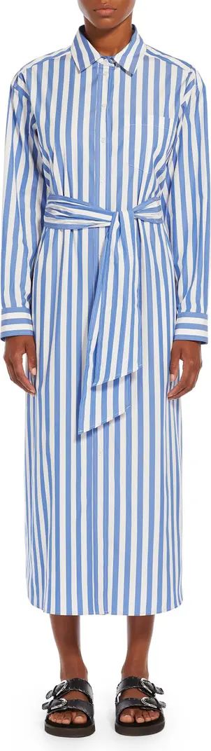 Falasco Stripe Tie Waist Long Sleeve Maxi Shirtdress | Nordstrom
