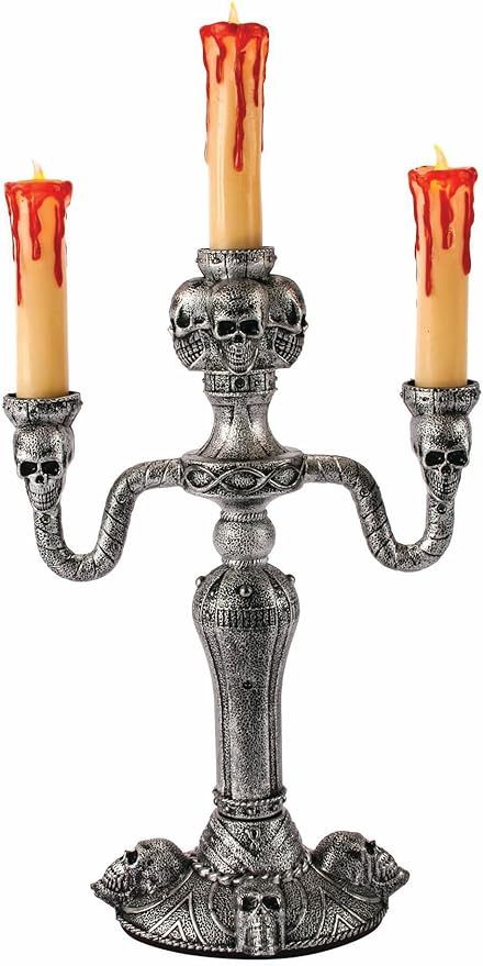 Fun World LED Flames Light Up Candelabra, Silver/Red/Off White | Amazon (US)