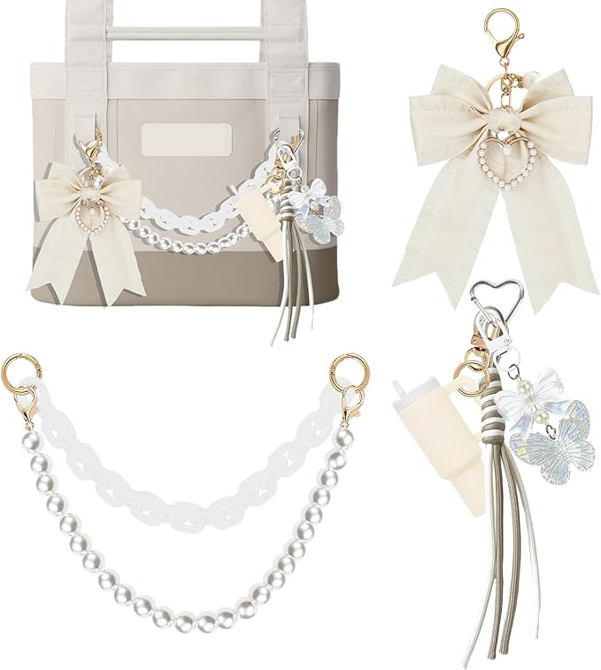 Amazon.com: YPINGABS 7PCS Tote Bag Accessory Set for YETI Camino 20/35/50 & Bogg Bags, Pearl Bow ... | Amazon (US)