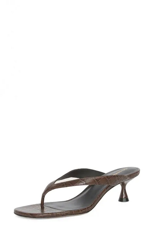 Reformation Sophie Kitten Heel Flip Flop in Brown Croc-Effect at Nordstrom, Size 7.5 | Nordstrom
