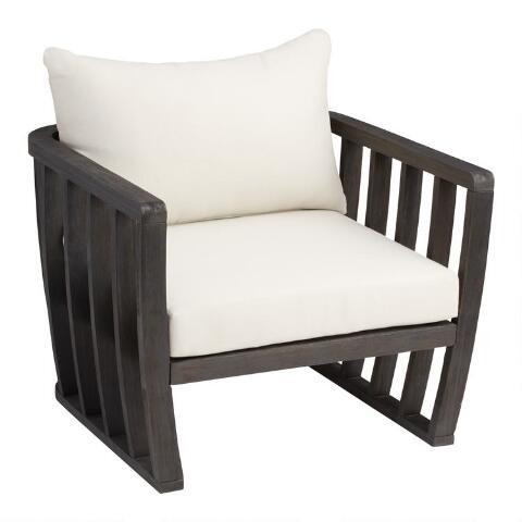 Dark Gray Barrel Wood Byron Outdoor Chair | World Market