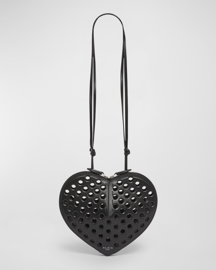 ALAIA Le Coeur Shoulder Perforated Bag in Leather | Neiman Marcus