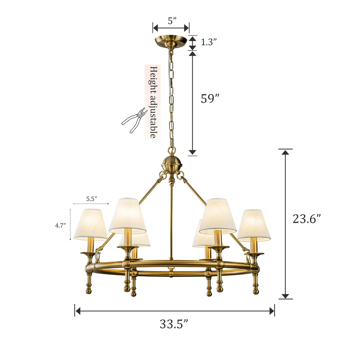 Abdijabar 6 Light Farmhouse Wagon Wheel Chandelier With White Shade For Dining Room | Wayfair North America