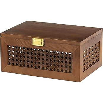 Decorative Rattan Storage Boxes Solid Wood Woven Baskets Bins with Lid Keepsake Memory Jewelry Bo... | Amazon (US)