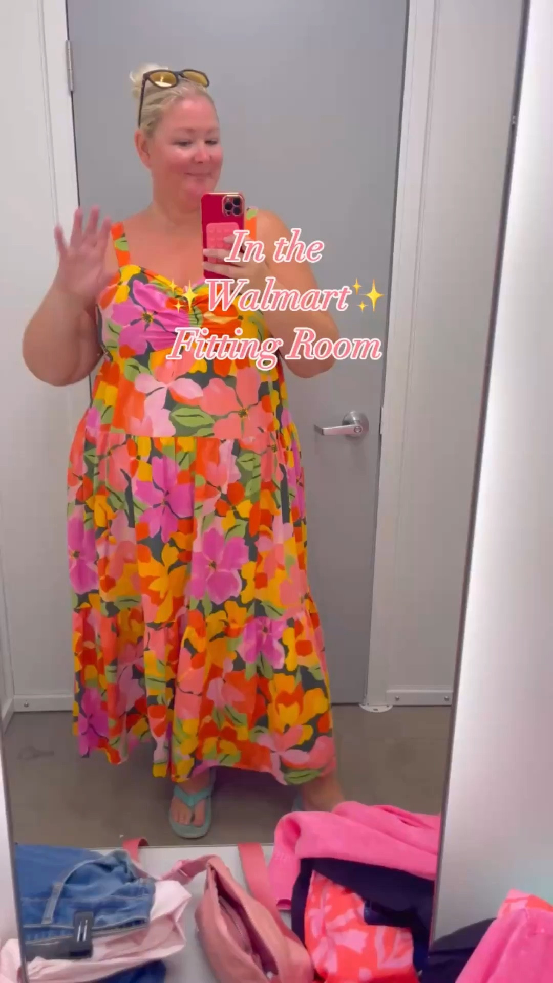 Come in the Walmart fitting room with me! Not everything is a win but that doesn’t mean my body is bad or wrong! Sizing details below:
Pink button down dress: size 2x/20 - needed at least 3x
Black button down dress: size 2x/20 - too tight needed 3x
Pink floral ruffle dress: size 2x/20 - so cute! Pockets and swing skirt!
Pink stripe button down - xxl - fits but just wasn’t giving me any good vibes
Viral cuffed jeans - size 20 way too small but would def be cute in right size!
Lemon dress - size 2x/20 - LOVE! Lace up back with smocking, pockets - all the yes’s
Navy eyelet dress - size 2x/20 - same as above, all the yes’s!
Everything under $50!

#LTKFindsUnder50 #LTKPlusSize