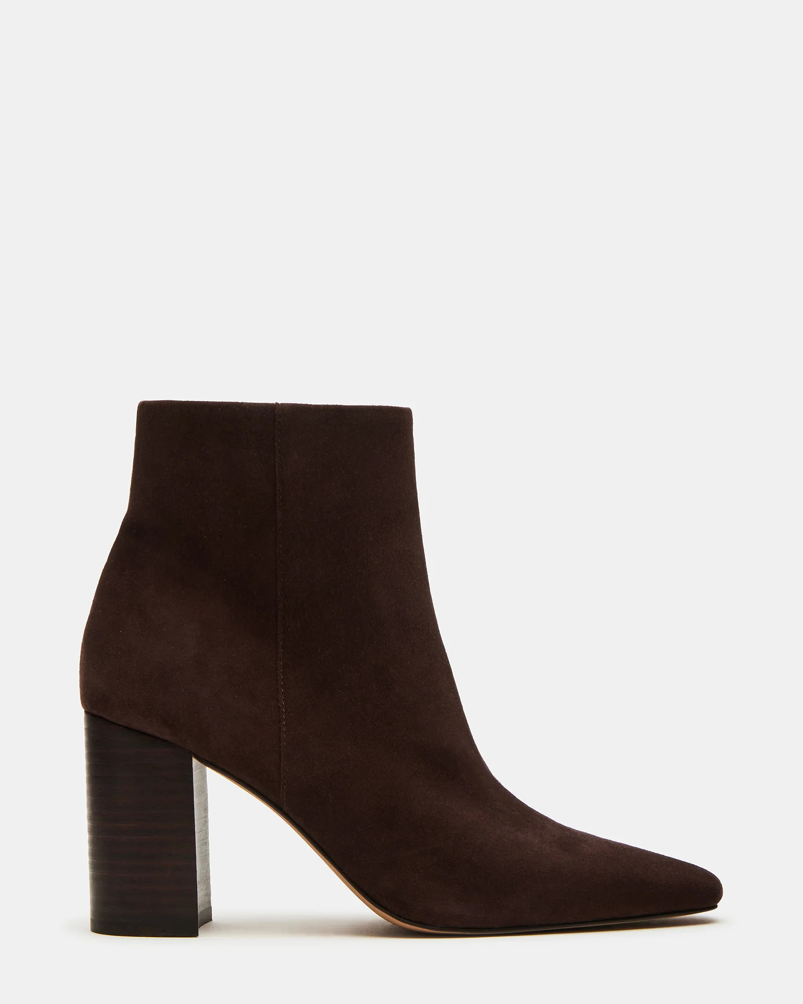 AIDAN Brown Suede Block Heel Ankle Boot | Women's Booties | Steve Madden (US)