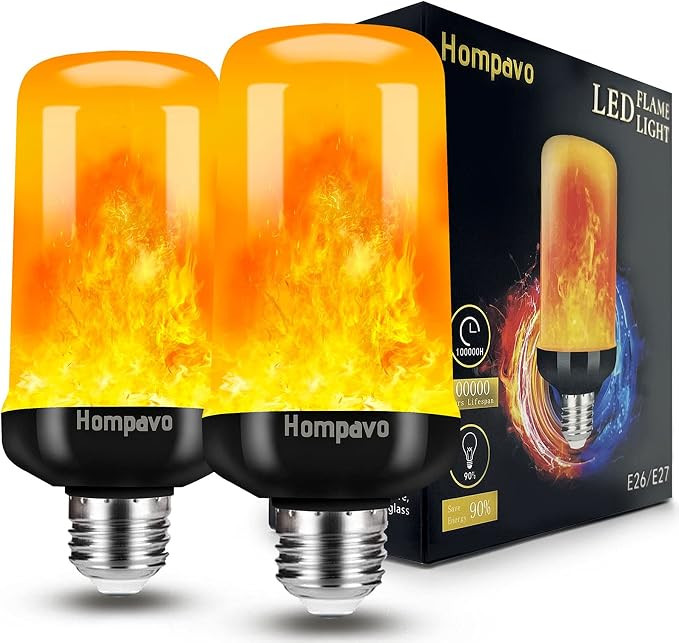 【Upgraded】Hompavo LED Flame Light Bulb, 4 Modes Flickering Light Bulbs with Upside Down Effec... | Amazon (CA)