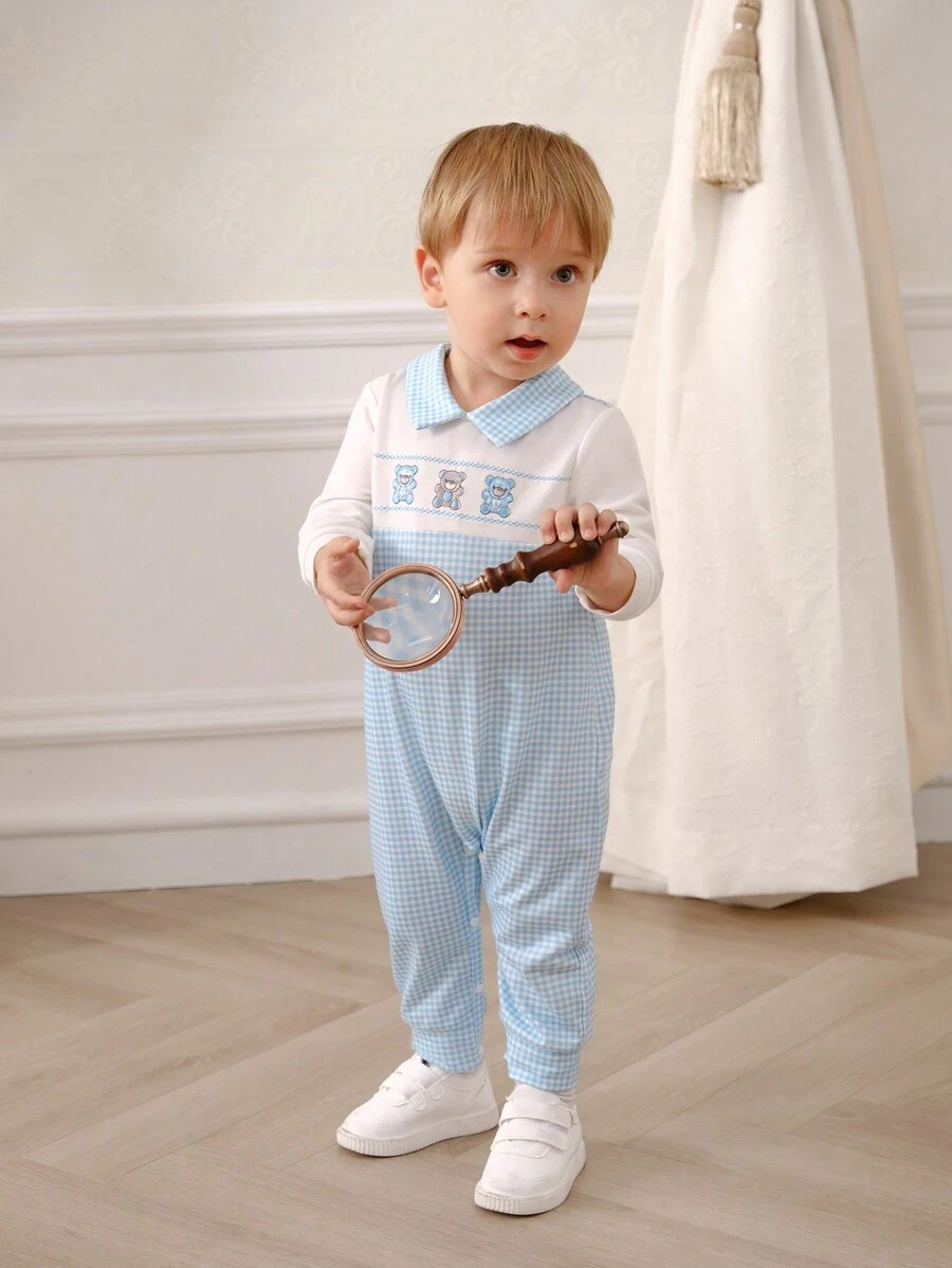 Souflis Newborn Baby Boys' Winter Warm Long Sleeve Jumpsuit | SHEIN