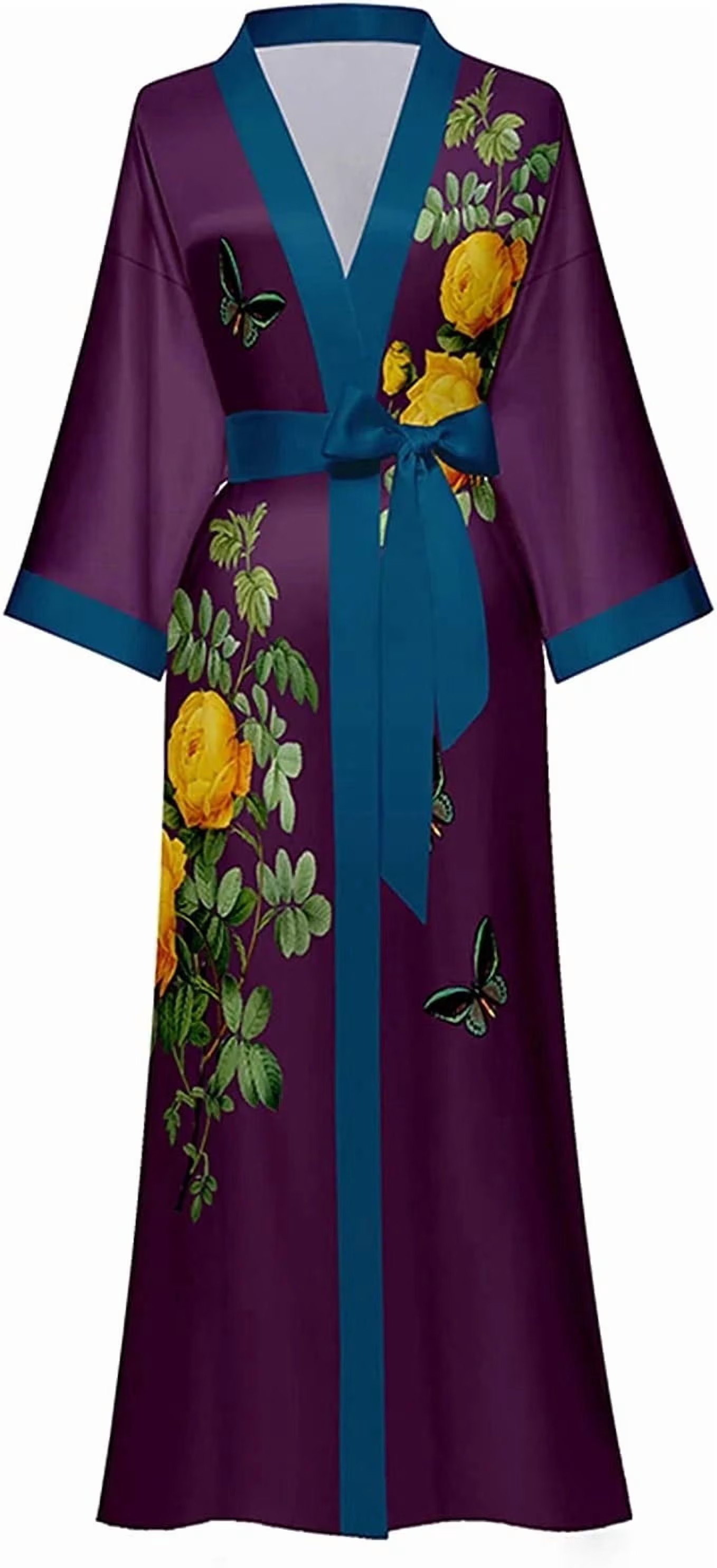 AMITOFO Long Silky Kimono Robes for Women Lightweight Silky Satin Floral Bathrobe Soft Cozy Ladies Housecoat Loungewear - Walmart.com | Walmart (US)