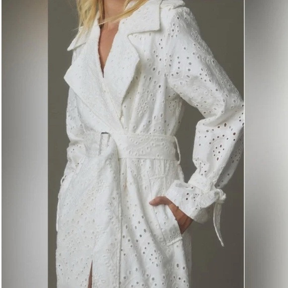 Anthropologie Avec Les Filles White Eyelet Trench Coat | Poshmark