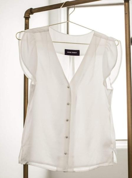 Chelsea Silk Button Up Top · Light Champagne | MORE SUNDAY