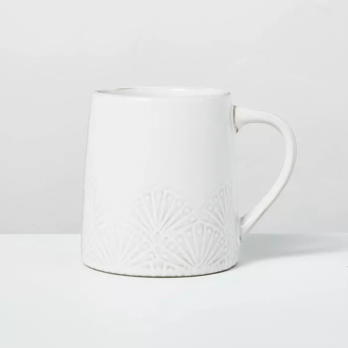 13.5oz Etched Fan Pattern Stoneware Mug Cream - Hearth & Hand™ with Magnolia | Target