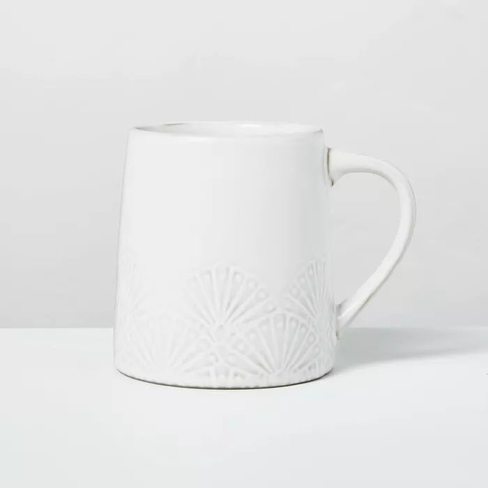 13.5oz Etched Fan Pattern Stoneware Mug Cream - Hearth & Hand™ with Magnolia | Target