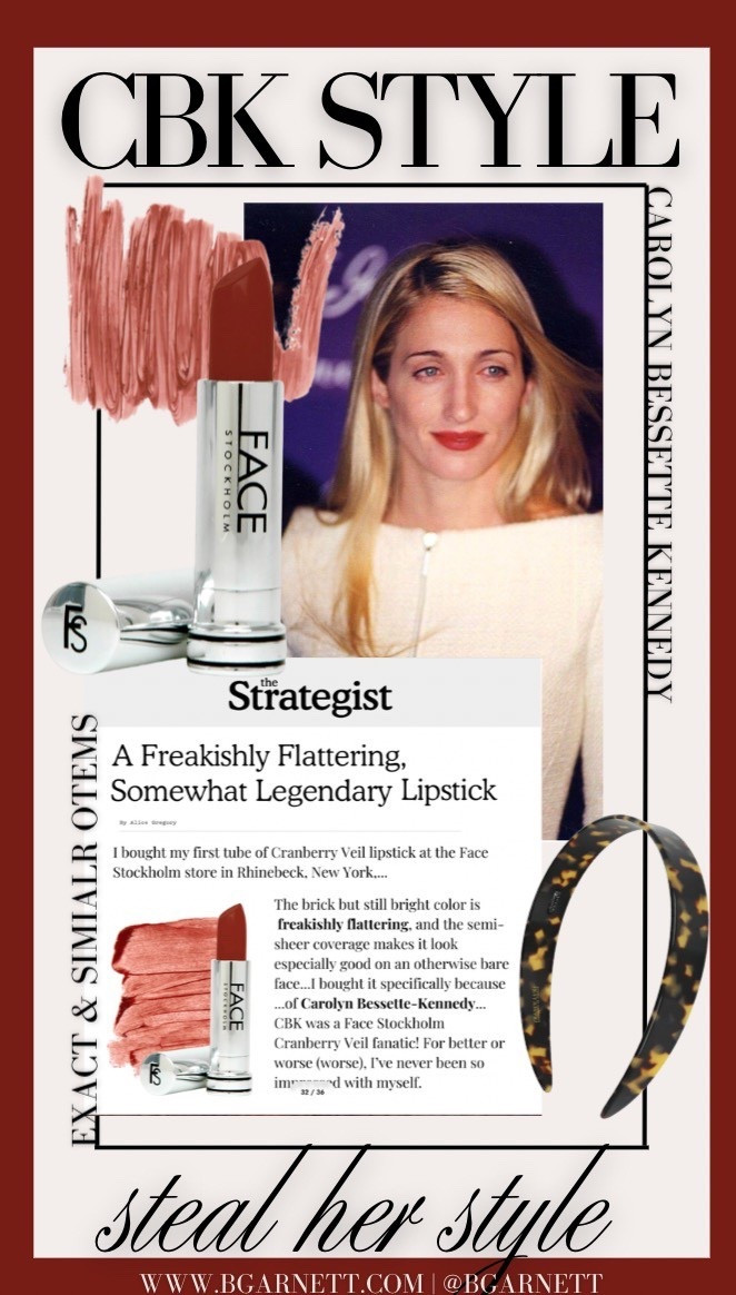 Check out my steal her style post on lemon8 (@b_garentt) for more info l. Lipstick is Face Stockholm and is linked my my Shop*My

Love story | viral style | headband | tote bag | Carolyn Bessette  Kennedy | CBK style 

#LTKstorytime #LTKgrwm #LTKootd