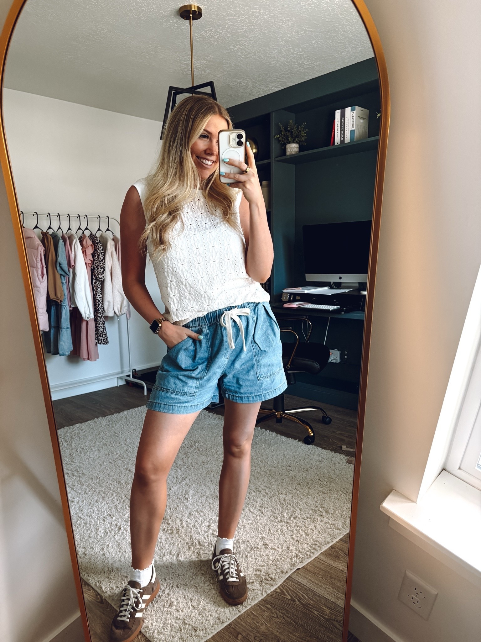 go to shorts right now! part of a set but I wear them with other tops too! Love the drawstring waist! 

Top: wearing usual M
Shorts set: wearing usual M
Brown adidas: true to size 

| summer outfit | mom outfit | amazon fashion | womens shorts | jean shorts | brown sneakers | drawstring shorts

#LTKmomlife #LTKootd