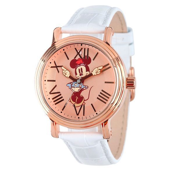 Women's Disney Minnie Mouse Shinny Vintage Articulating Watch with Alloy Case - White | Target