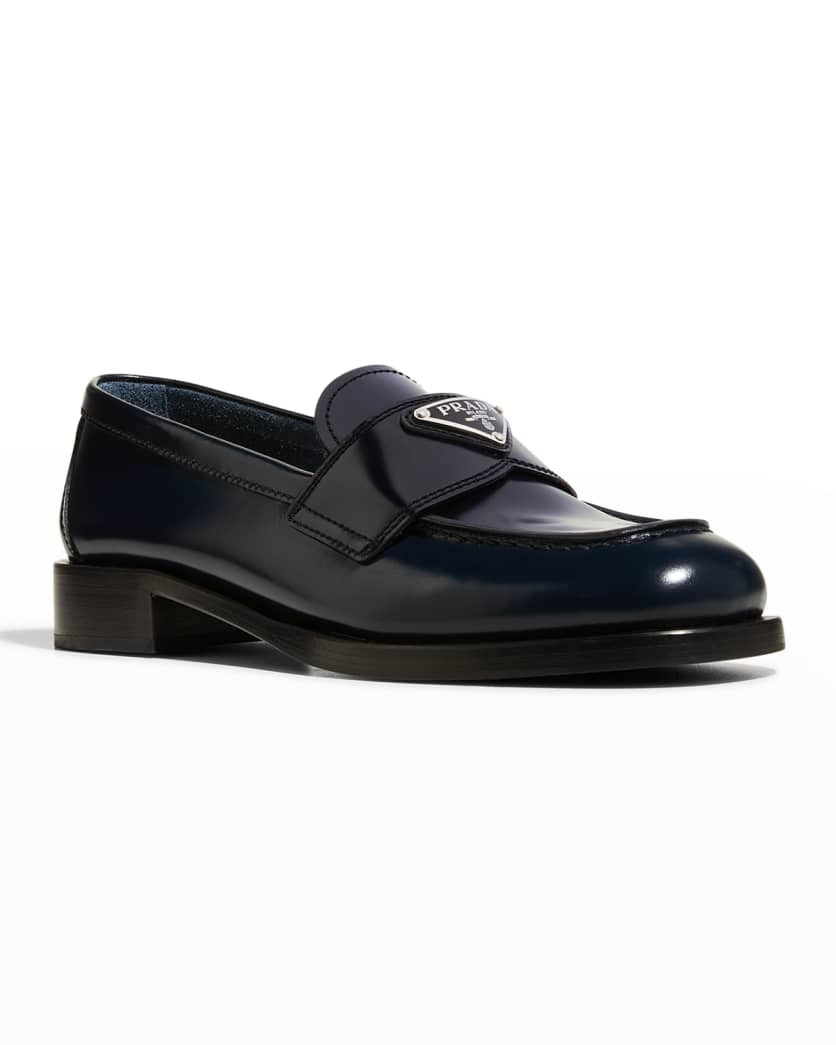 Calfskin Logo Flat Loafers | Neiman Marcus