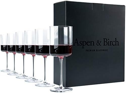Aspen & Birch - Modern Wine Glasses Set of 6 - Red Wine Glasses or White Wine Glasses, 100% Lead ... | Amazon (US)