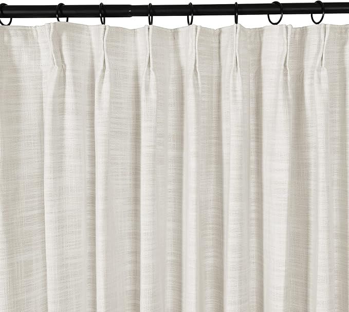 TWOPAGES Double Layer Lined Pinch Pleated Curtain Ivory Linen Blend Light Filtering Room Darkenin... | Amazon (US)