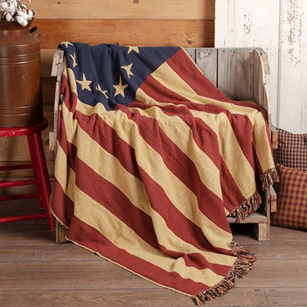 Old Glory American Flag Throw Blanket | Antique Farm House