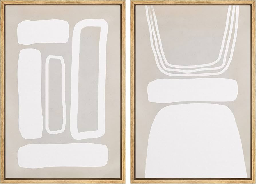 SIGNWIN Framed Canvas Print Wall Art Set Retro 1960s Geometric Figure Collage Abstract Shape Cozy... | Amazon (US)
